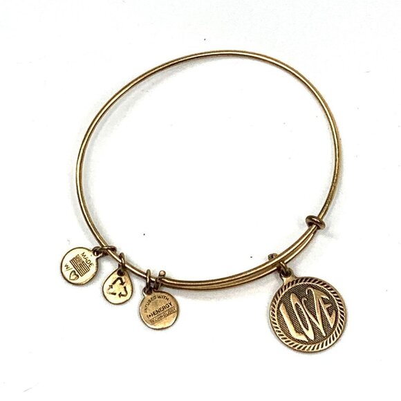 Alex and Ani Love Charm Bracelet Gold Finish - Expands 2"- 3.5" - Picture 1 of 2